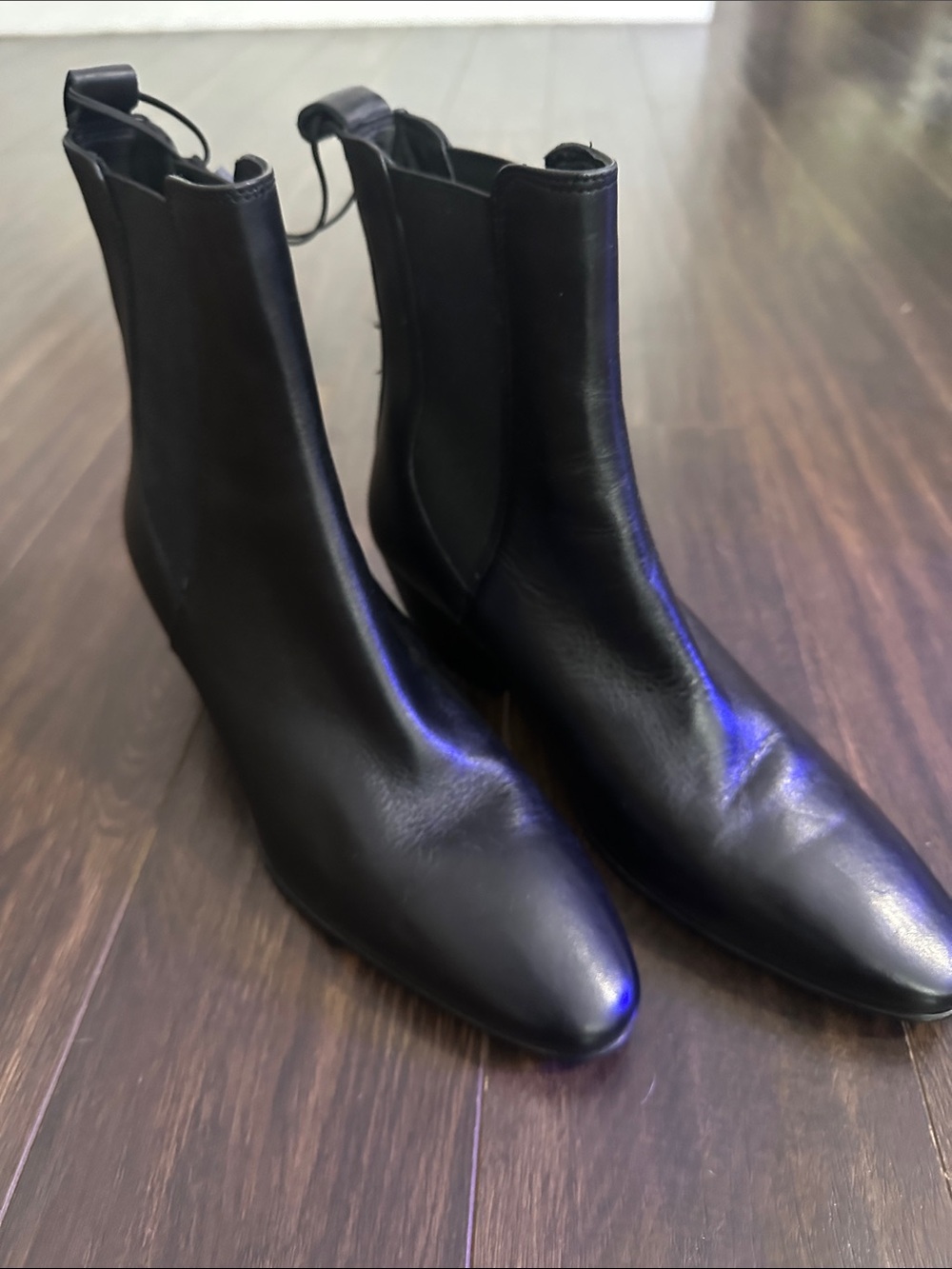 Zara Black Leather Chelsea Ankle Boots